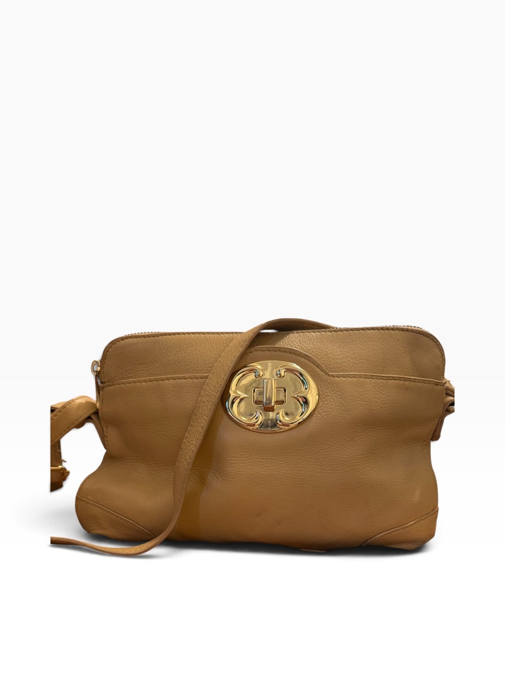 Emma Fox Pebbled Tan Leather Crossbody Bag Adorable